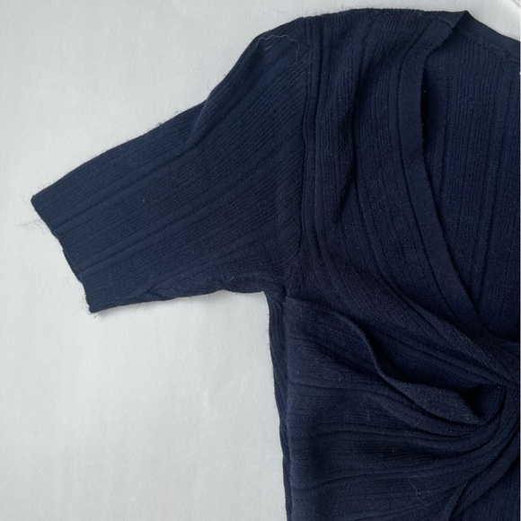 NWT Frame navy rib twist short sleeve sweater - Picture 4 of 6